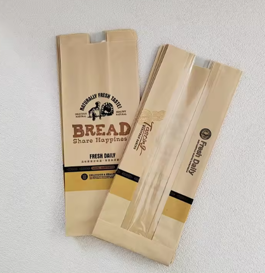 Stocked Cheap Custom Brown Kraft Packaging Paper Bag For Bread Dessert Food